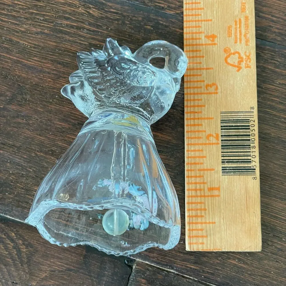 Vintage Glass Swan Bell Handle Branson Missouri Souvenir Pastel Scalloped Rim